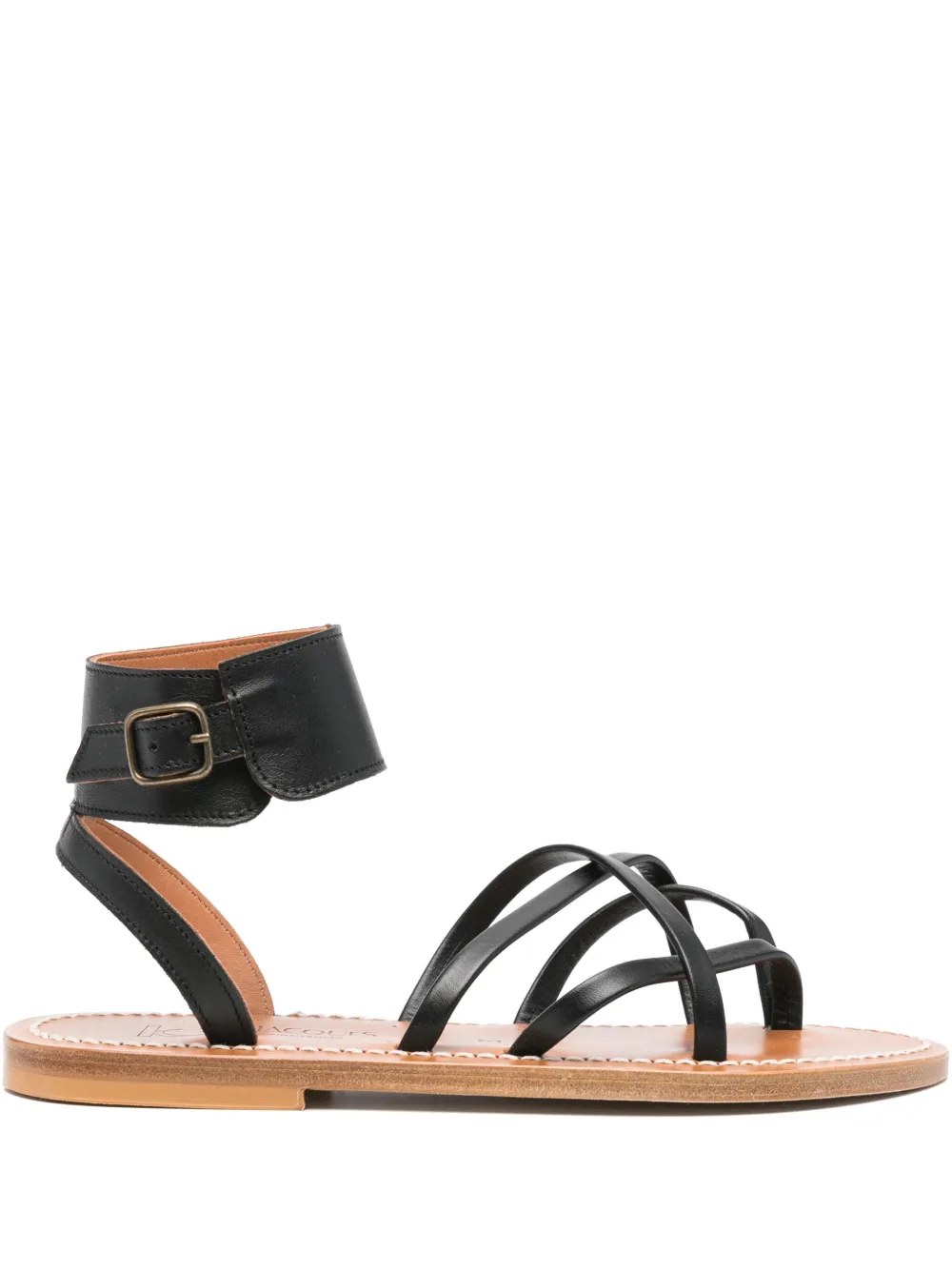 K. Jacques leather strappy sandals Black