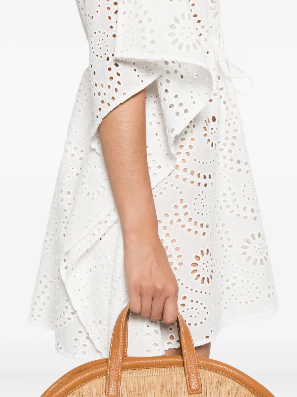 MC2 Saint Barth Broderie anglaise mini-jurk met trekkoord Wit