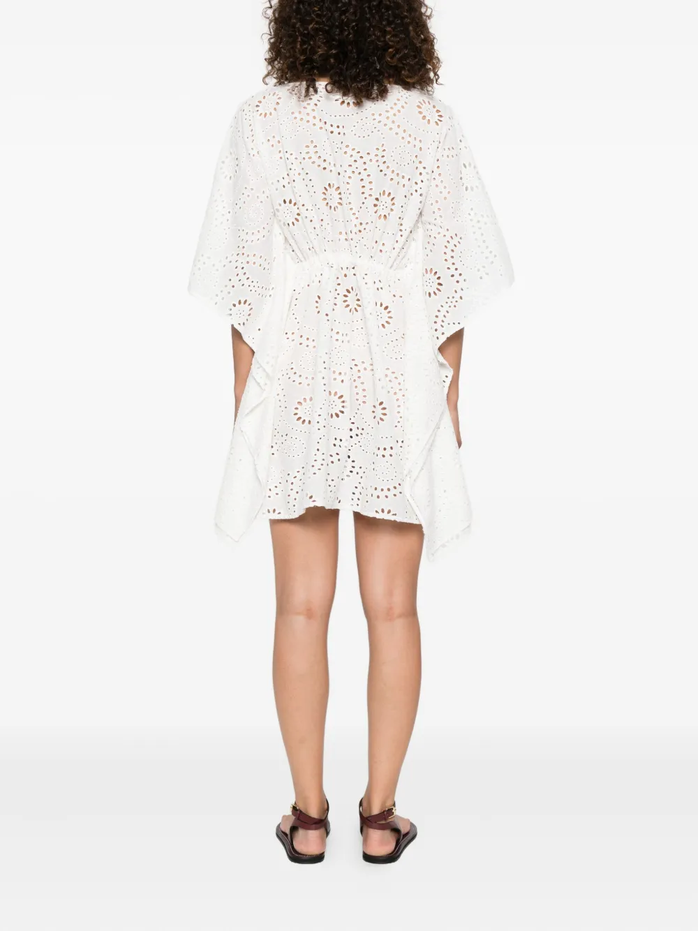 MC2 Saint Barth Broderie anglaise mini-jurk met trekkoord Wit