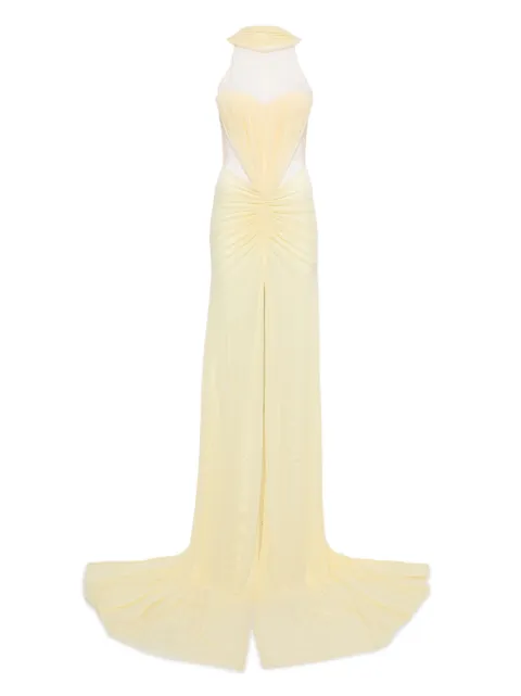 David Koma tulle-insert draped maxi dress