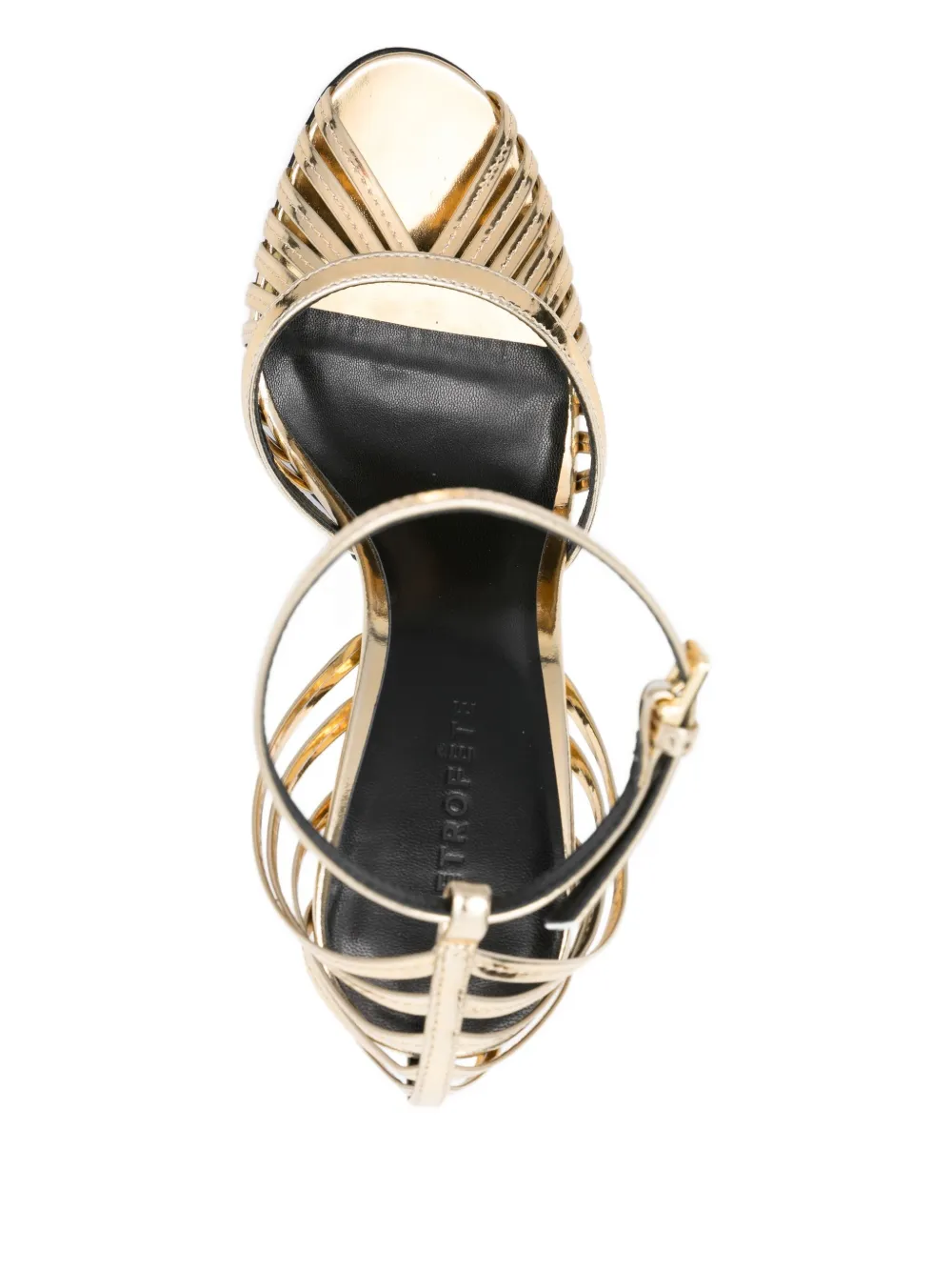 Retrofete leather caged ankle-strap sandals Gold