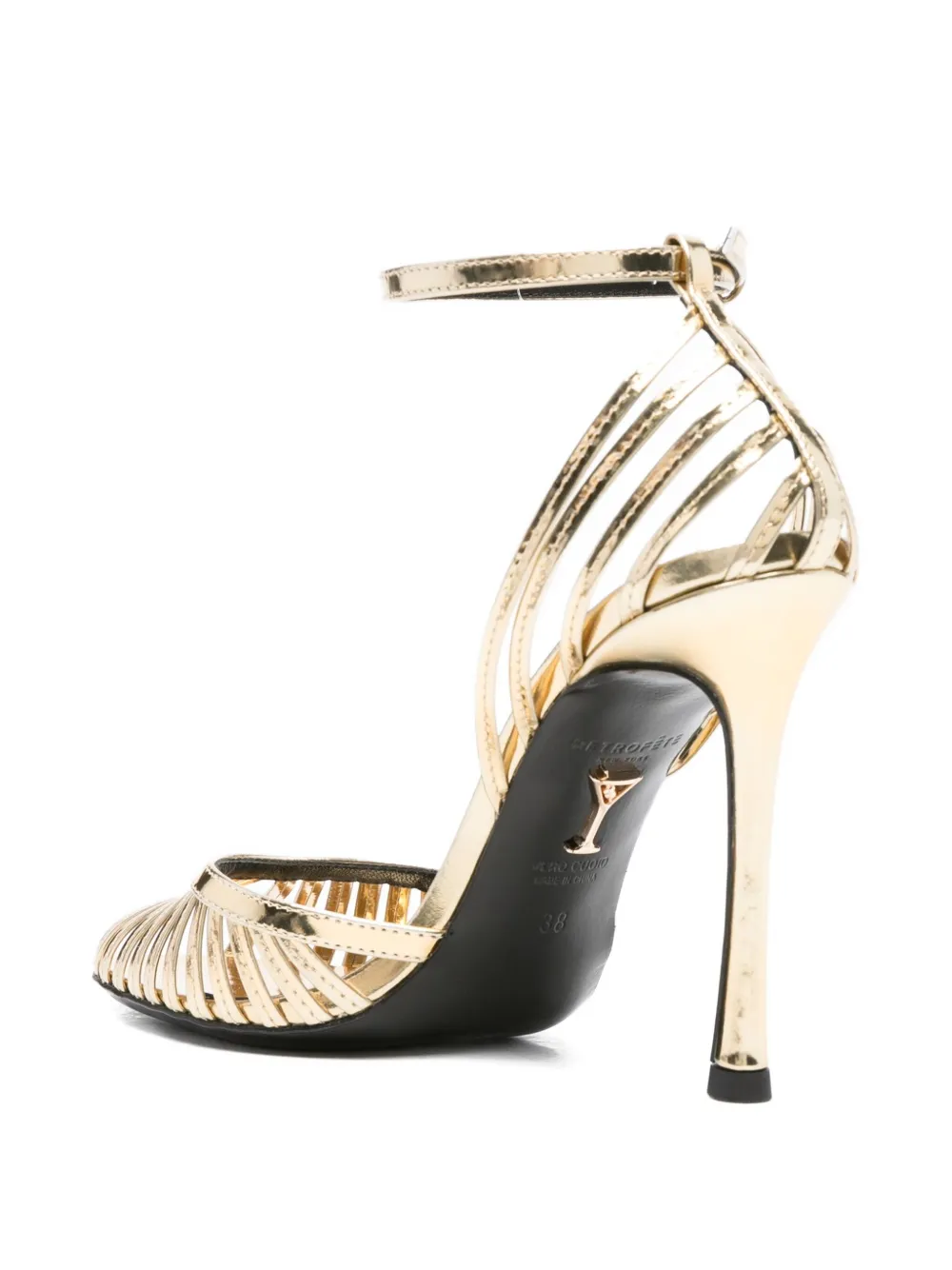 Retrofete leather caged ankle-strap sandals Gold