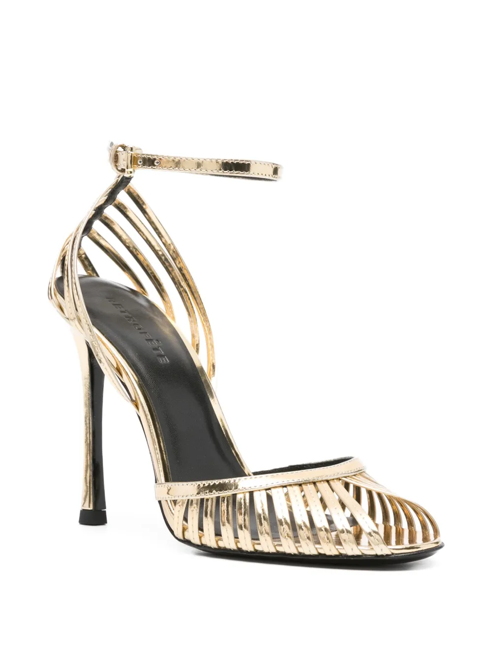 Retrofete leather caged ankle-strap sandals Gold