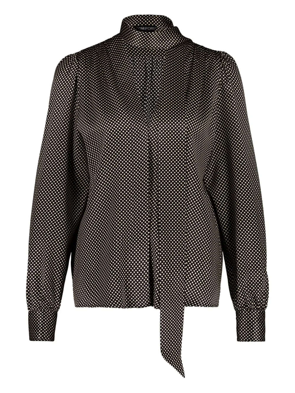 polka-dot tie-neck blouse