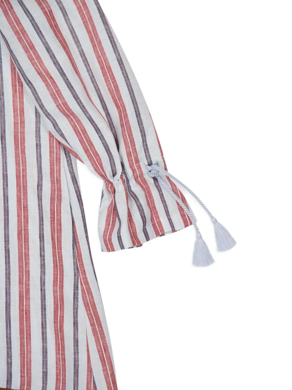 PAULA Almandine gestreepte blousejurk met bloemenpatch Rood