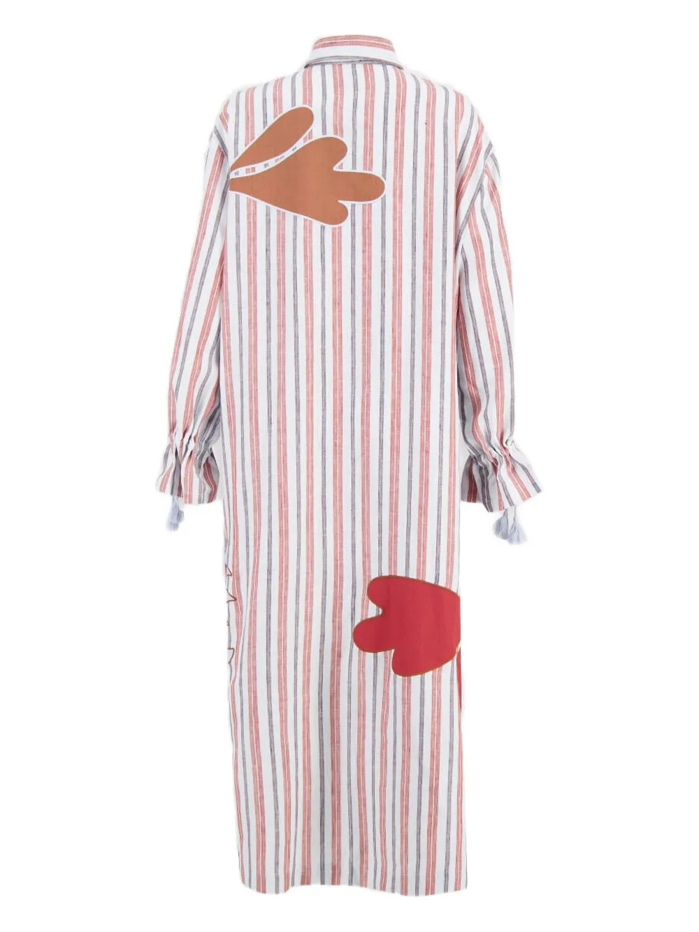PAULA Almandine gestreepte blousejurk met bloemenpatch Rood