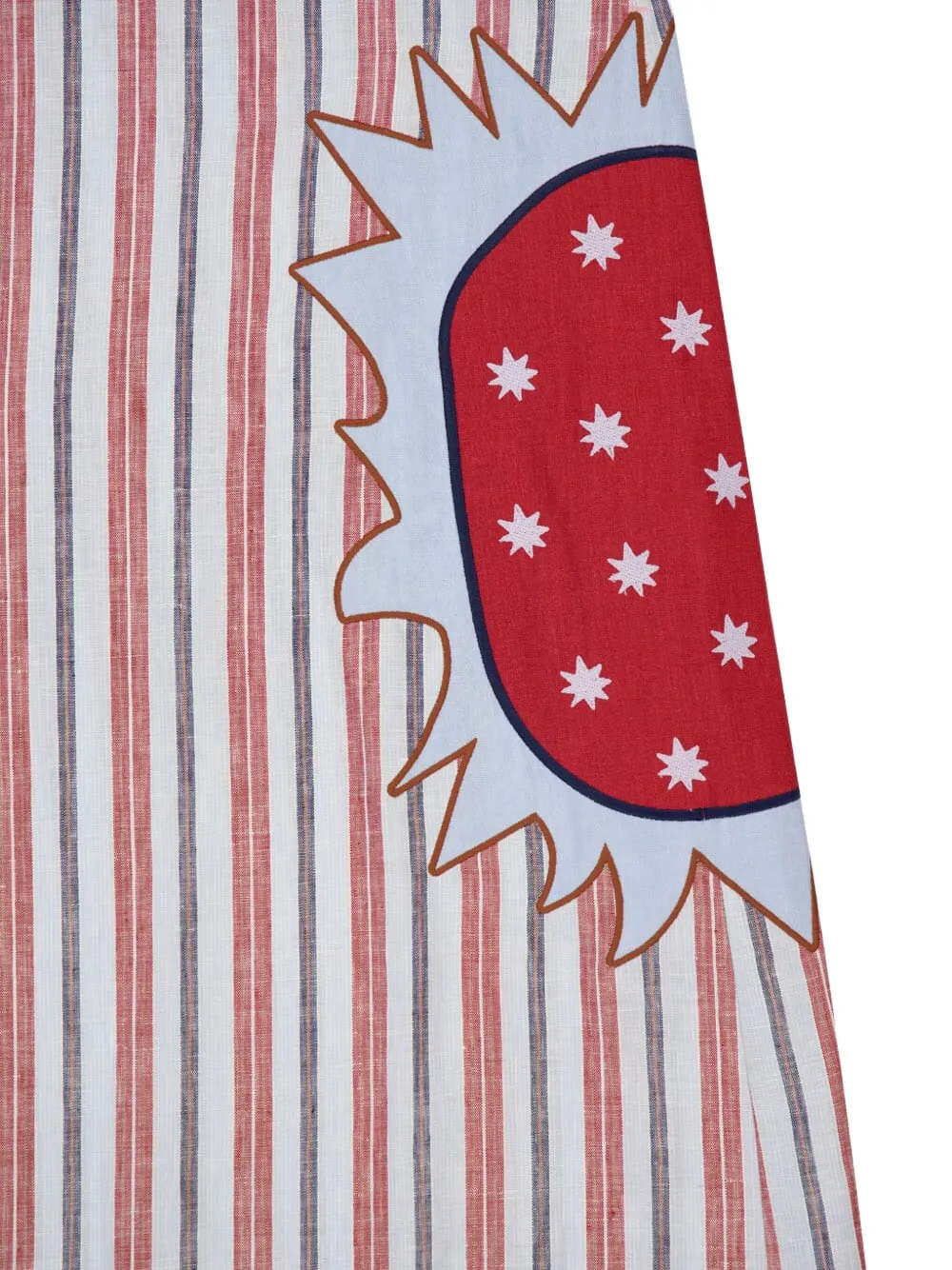 PAULA Almandine gestreepte blousejurk met bloemenpatch Rood