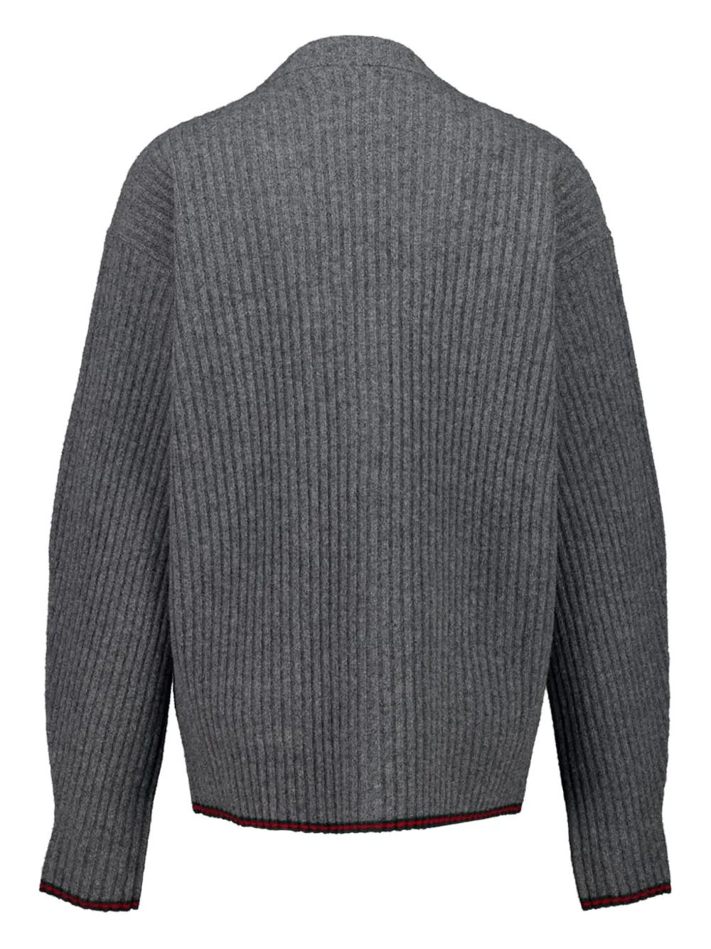 Gucci Womens Dusty Dark Grey Mc Oversized Rib Wool Knitted Cardigan Xs In Gray