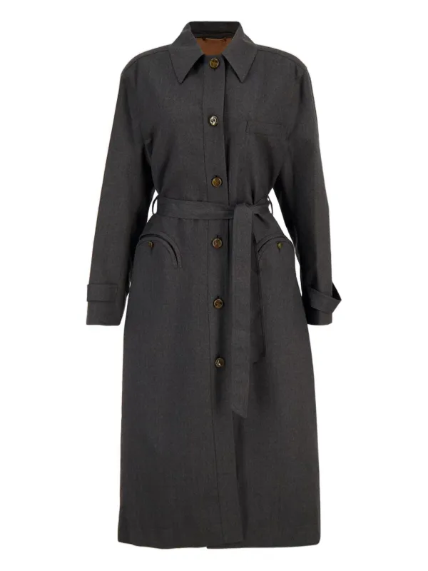BLAZÉ Milano Astoria Belted Trench Coat in Grey