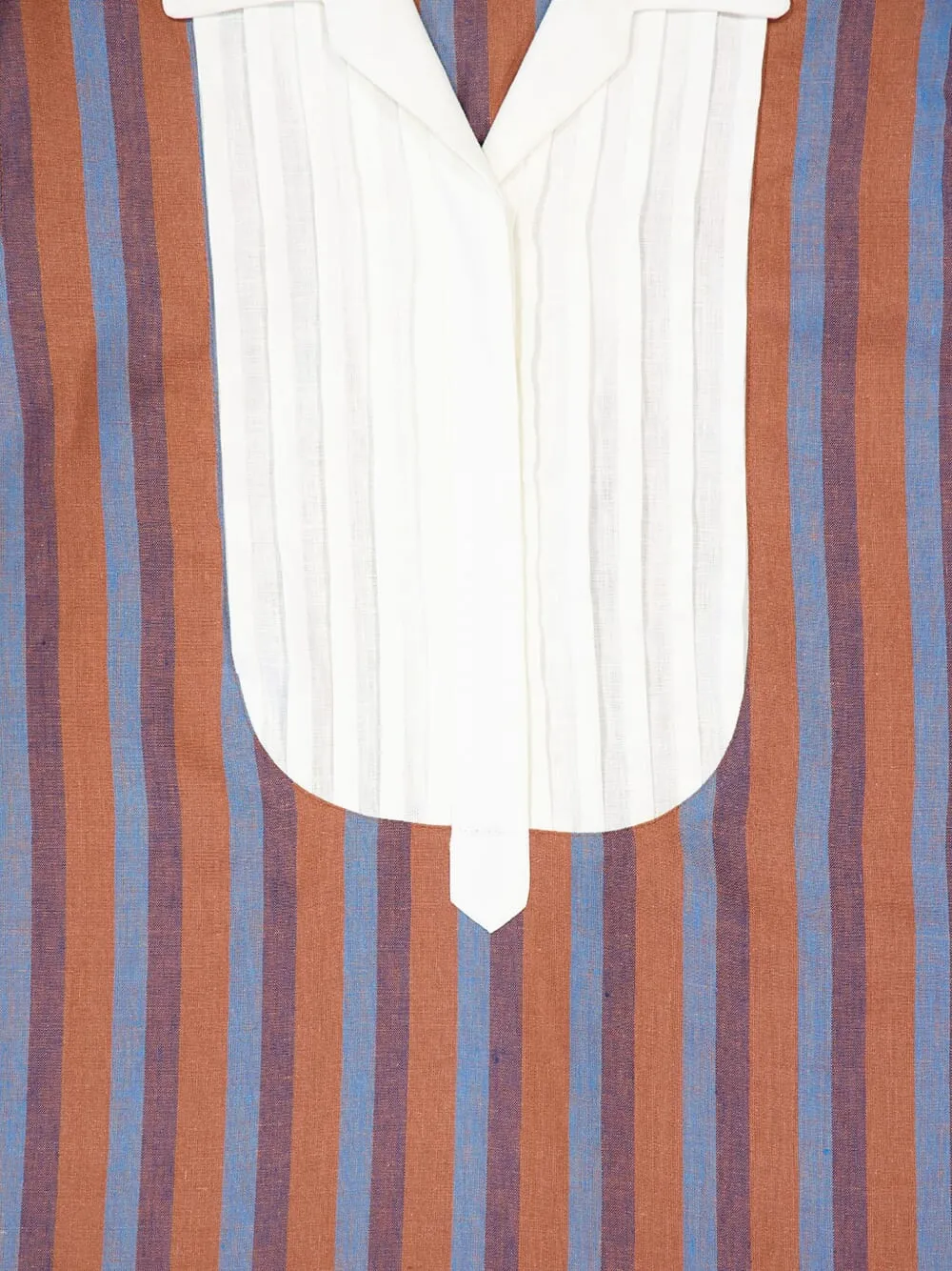  Paula Bella Striped Pleated-bib Blouse - Orange 