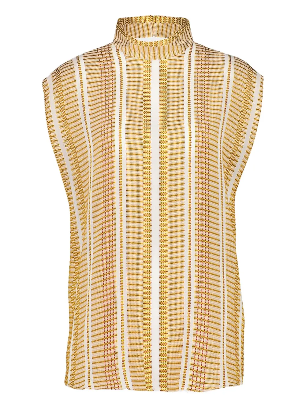 high-neck striped top