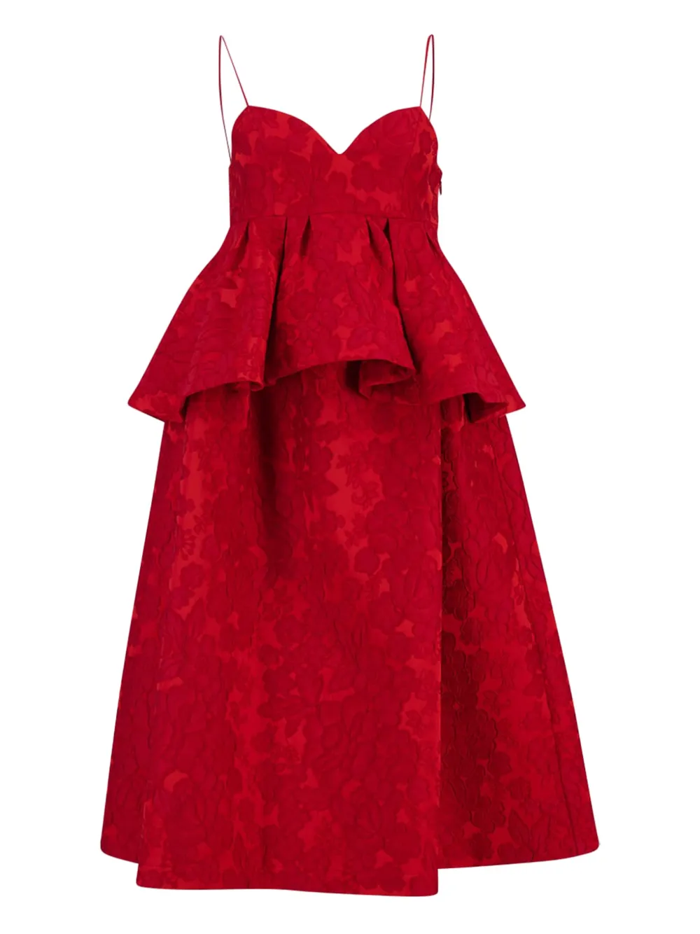 La DoubleJ Satine floral peplum midi dress Rood