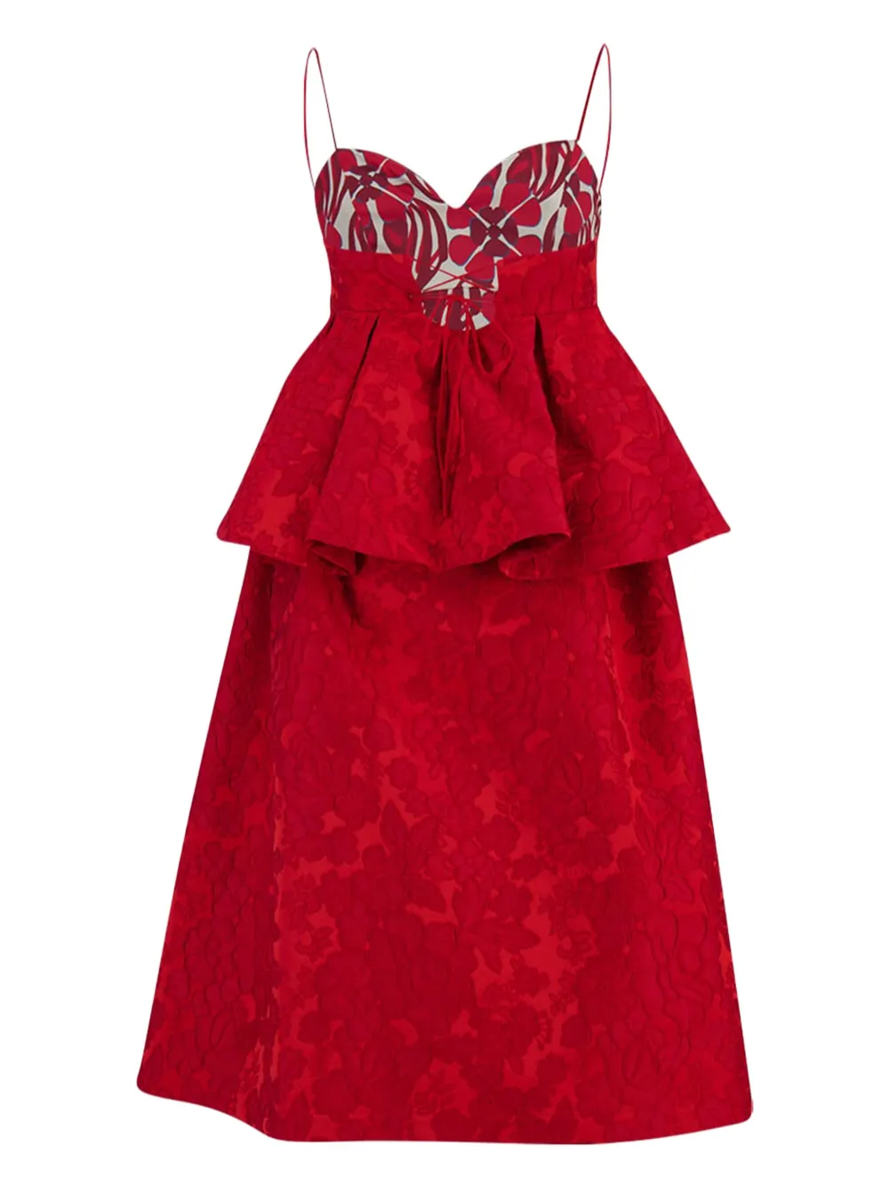 La DoubleJ Satine floral peplum midi dress Rood