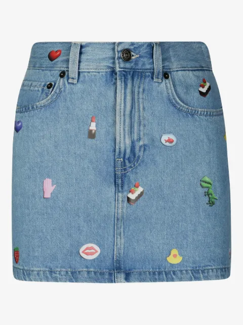 Fiorucci graphic-appliqué denim skirt