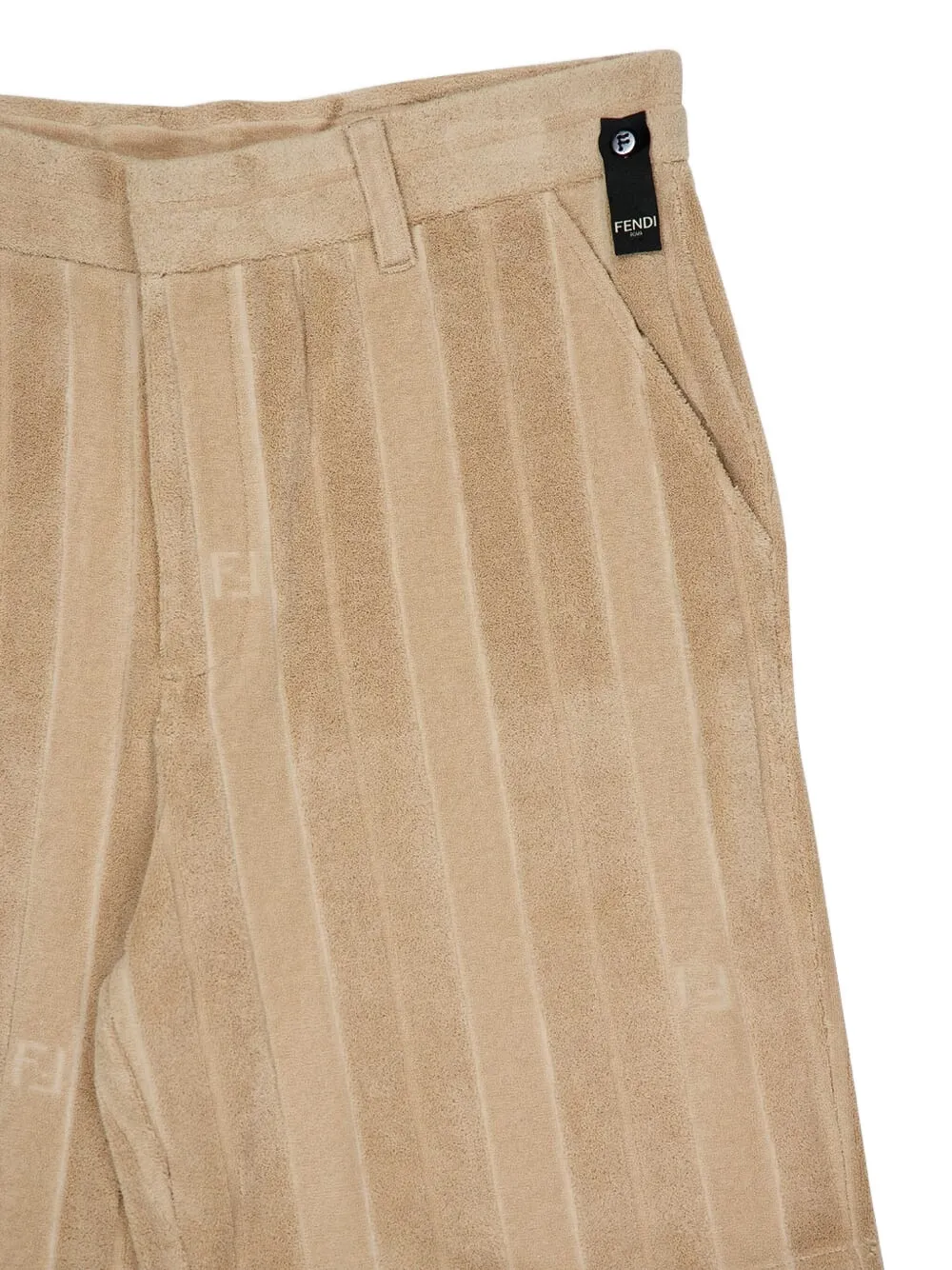 FENDI Terry shorts met FF-jacquard en streep Beige