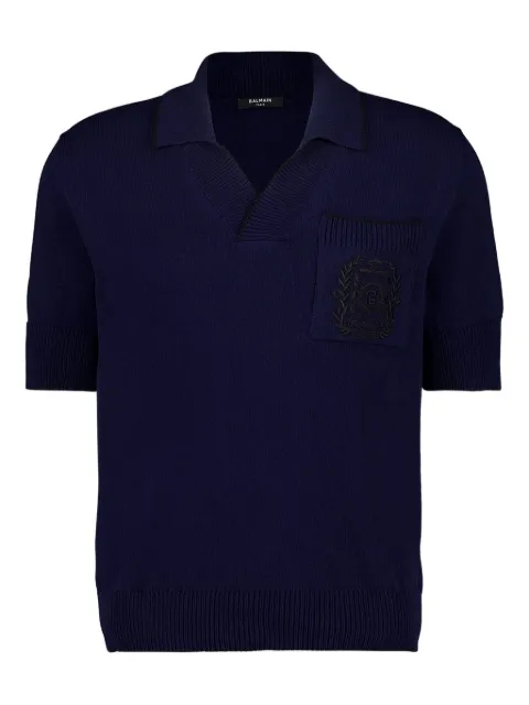 Balmain embroidered-logo polo shirt
