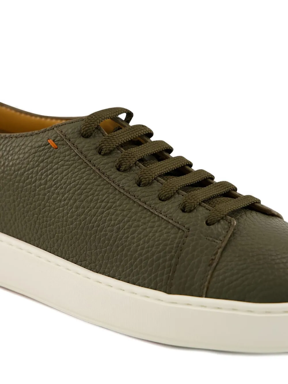 Santoni leather lace-up sneakers Green