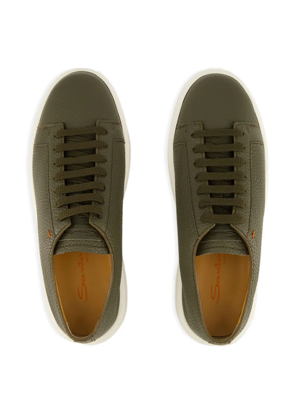 Santoni leather lace-up sneakers Green