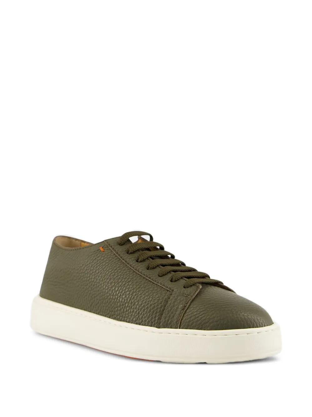 Santoni leather lace-up sneakers Green