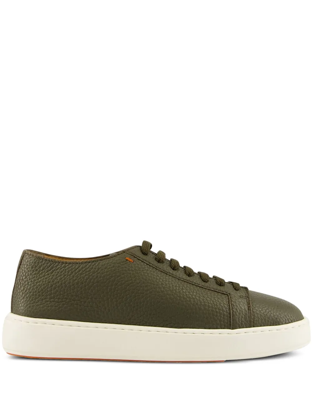 Santoni leather lace-up sneakers Green