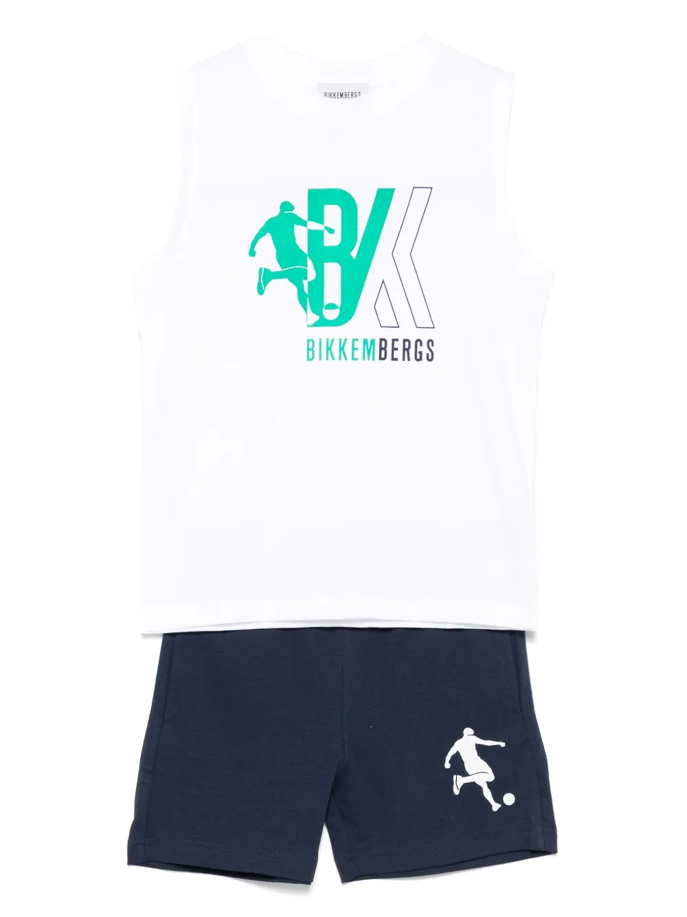 BIKKEMBERGS KIDS Tanktop en shorts met logoprint Wit