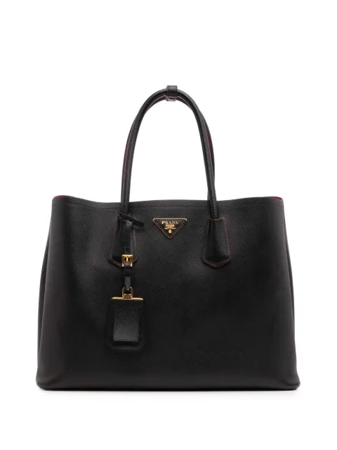 Prada Pre-Owned شنطة 'كوير دابل' متوسطة بجلد سافيانو وحمالة كتف 2013-2024