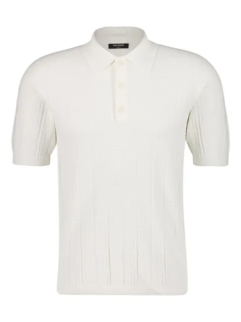 Balmain textured knitted polo shirt