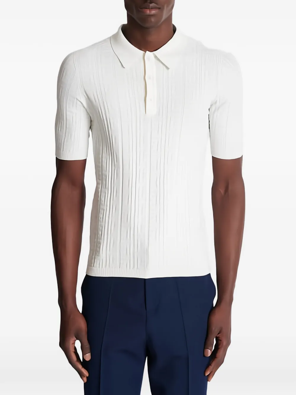 Balmain PB Labyrinth gebreid poloshirt Wit