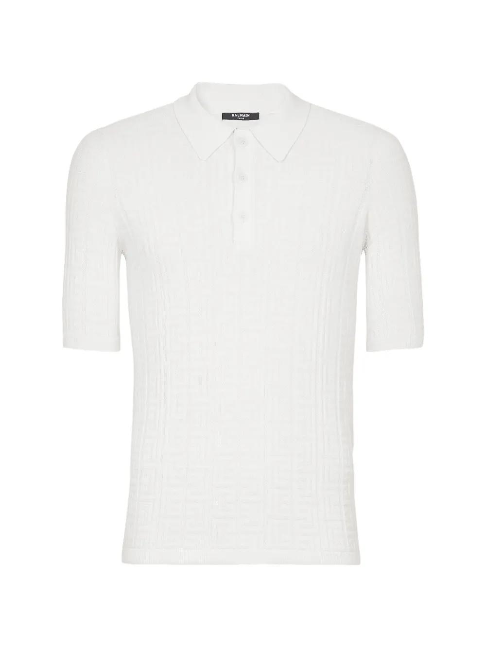 Balmain textured knitted polo shirt - Bianco