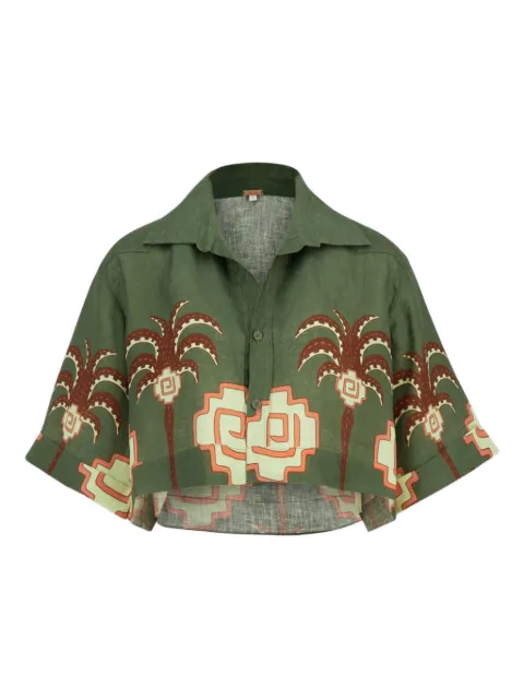 Johanna Ortiz palm-tree print linen shirt