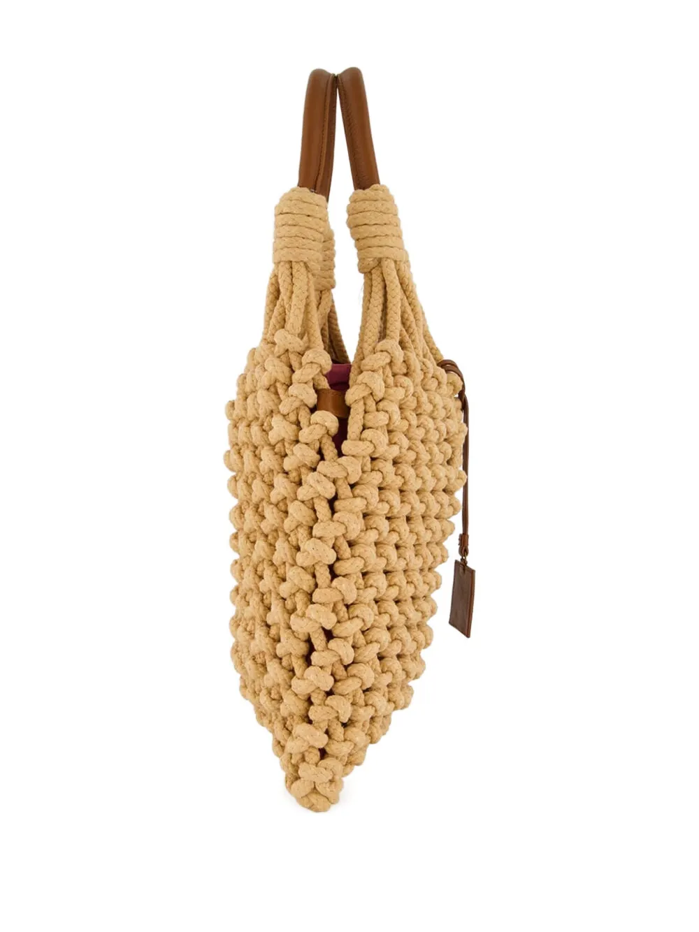 Paula Marble Macramé Tote Bag In Neutral