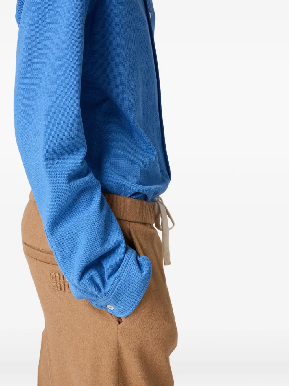 Miu Geweven broek met elastische taille Bruin