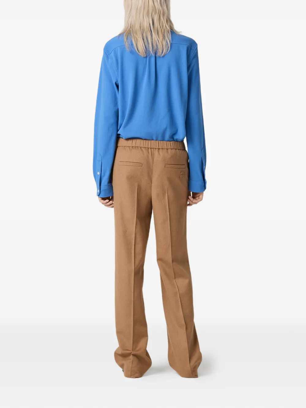 Miu Geweven broek met elastische taille Bruin