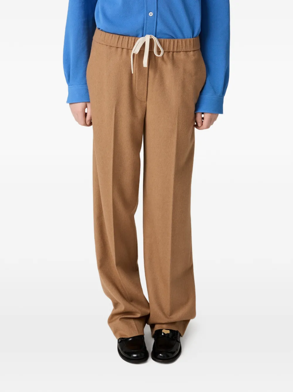 Miu Geweven broek met elastische taille Bruin