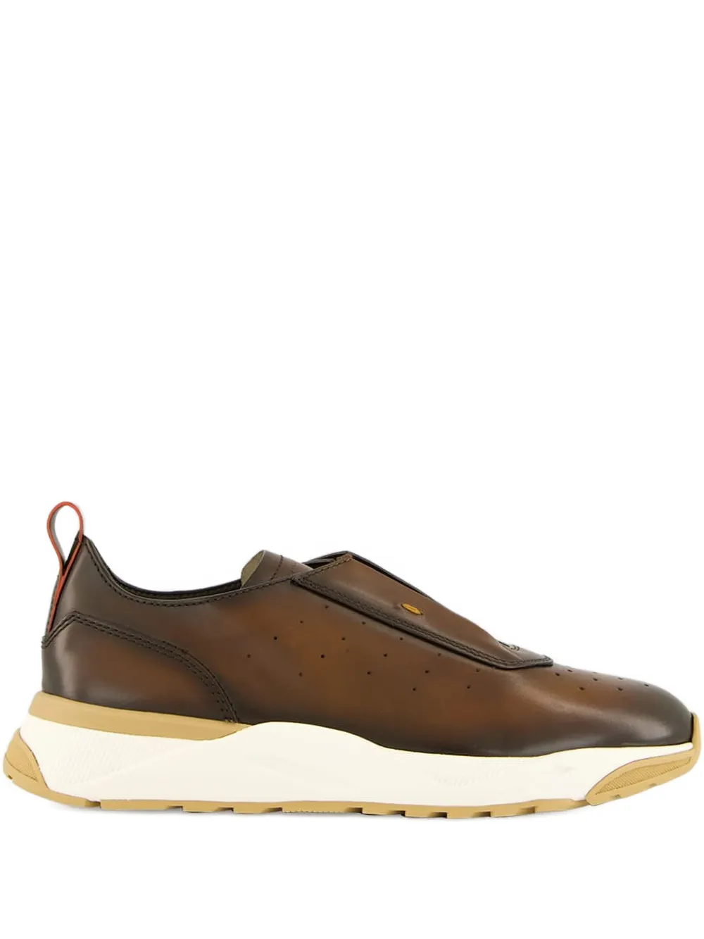 Santoni leather slip-on trainers Brown