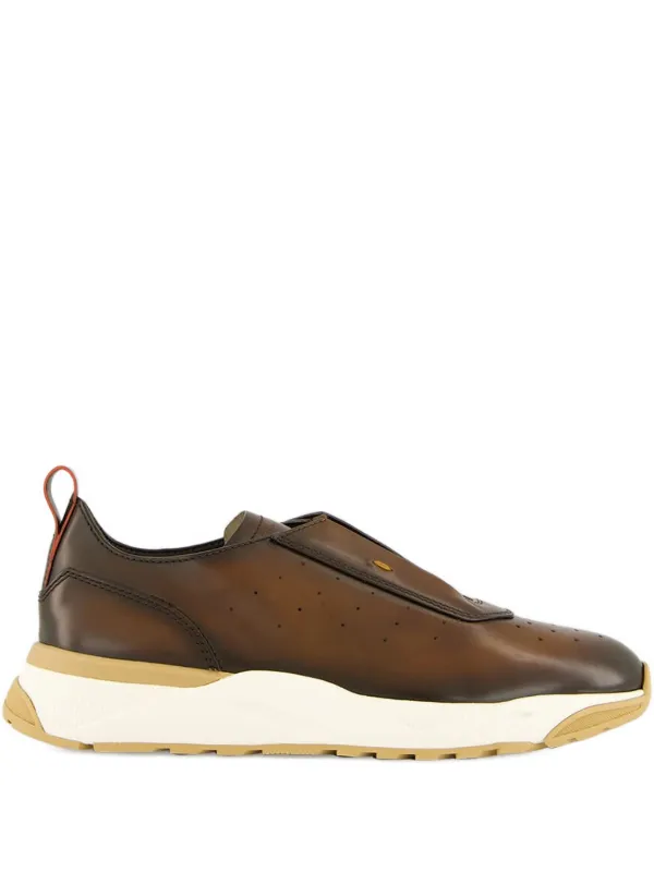Santoni Leather slip-on Trainers Brown FARFETCH IN