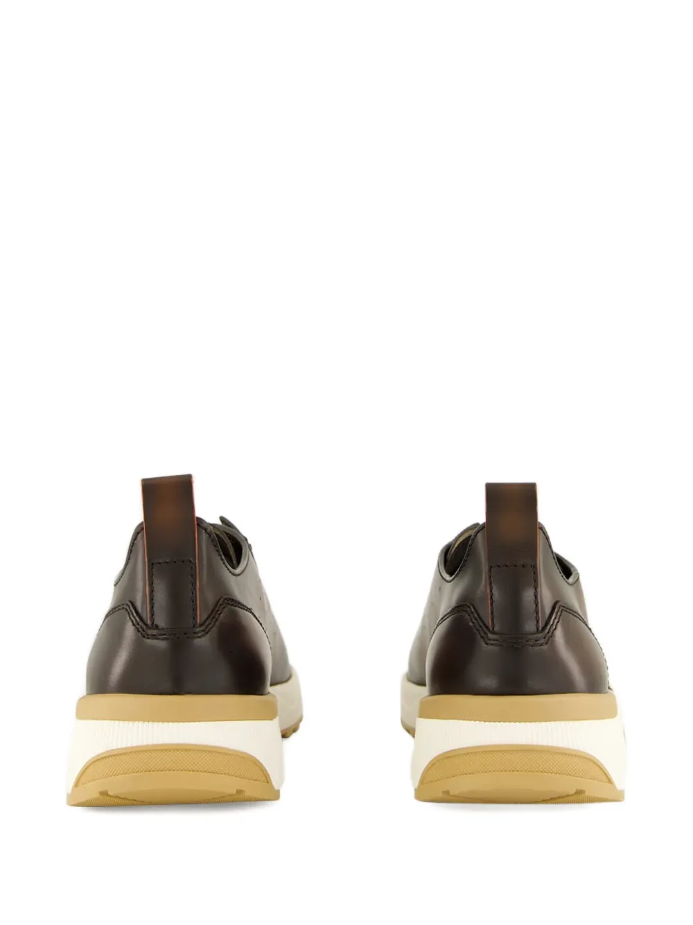 Santoni leather slip-on trainers Brown