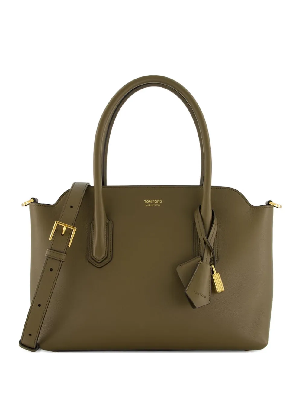 TOM FORD natural grain leather top-handle shoulder bag Groen