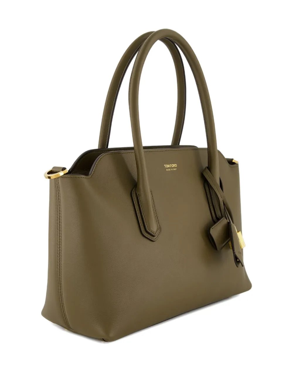 TOM FORD natural grain leather top-handle shoulder bag - Groen