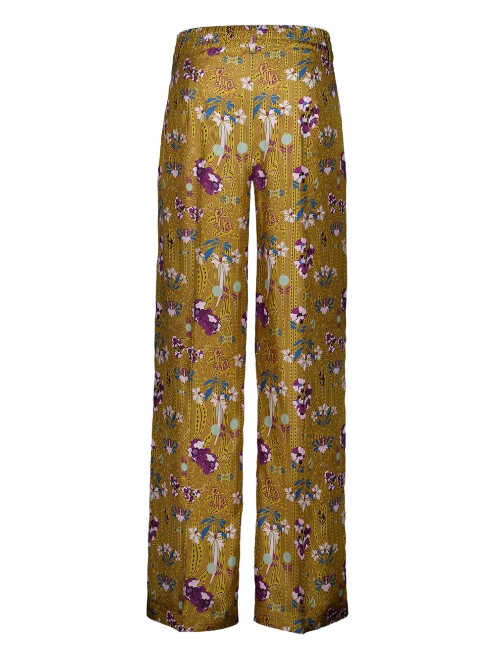 PAULA Sonia broek met bloemenprint en wijde pijpen Bruin