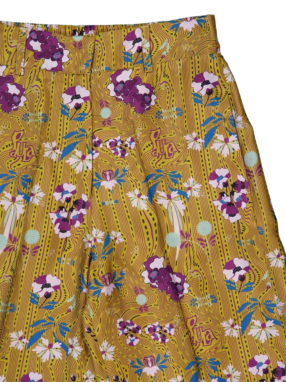 PAULA Sonia broek met bloemenprint en wijde pijpen Bruin