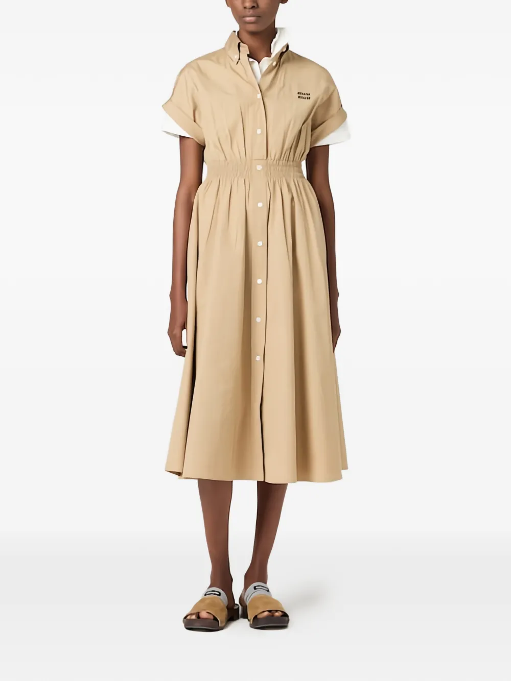 Miu Miu Chemisier con punto smock - Marrone