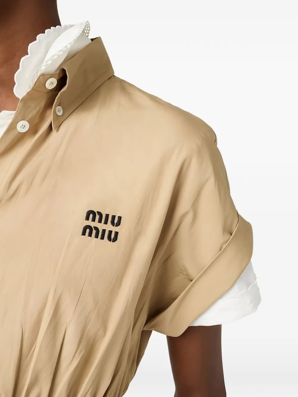 Miu Blousejurk met gesmockte taille Bruin