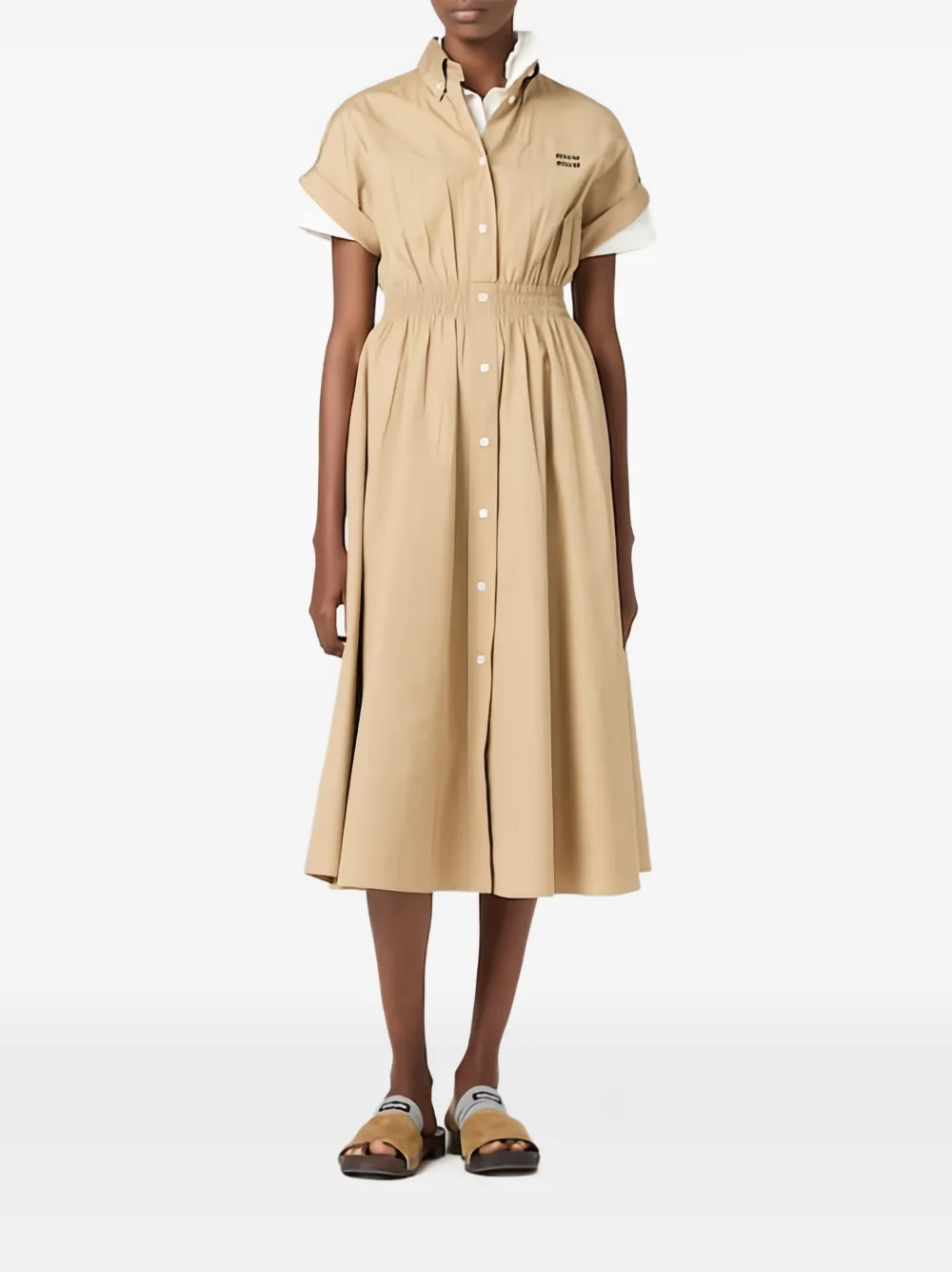 Miu Miu Chemisier con punto smock - Marrone