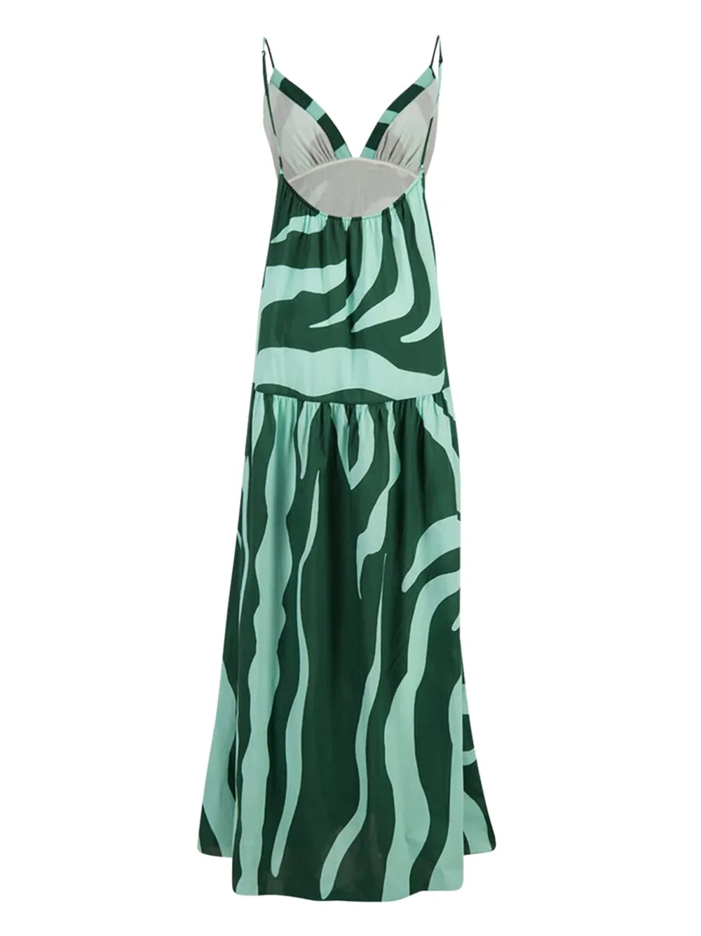 Johanna Ortiz zebra-print tiered maxi dress Groen