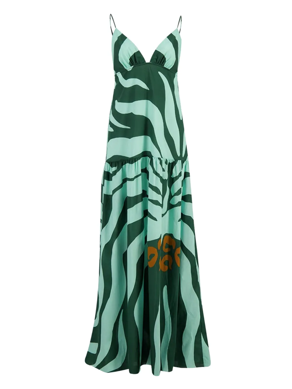 Johanna Ortiz zebra-print tiered maxi dress Groen
