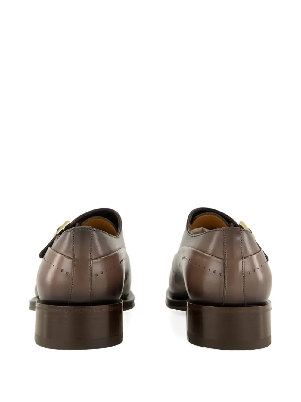 Santoni double-buckle monk shoes Brown