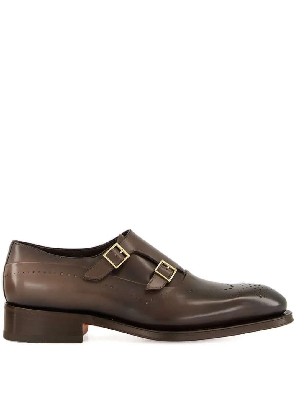 Santoni double-buckle monk shoes Brown