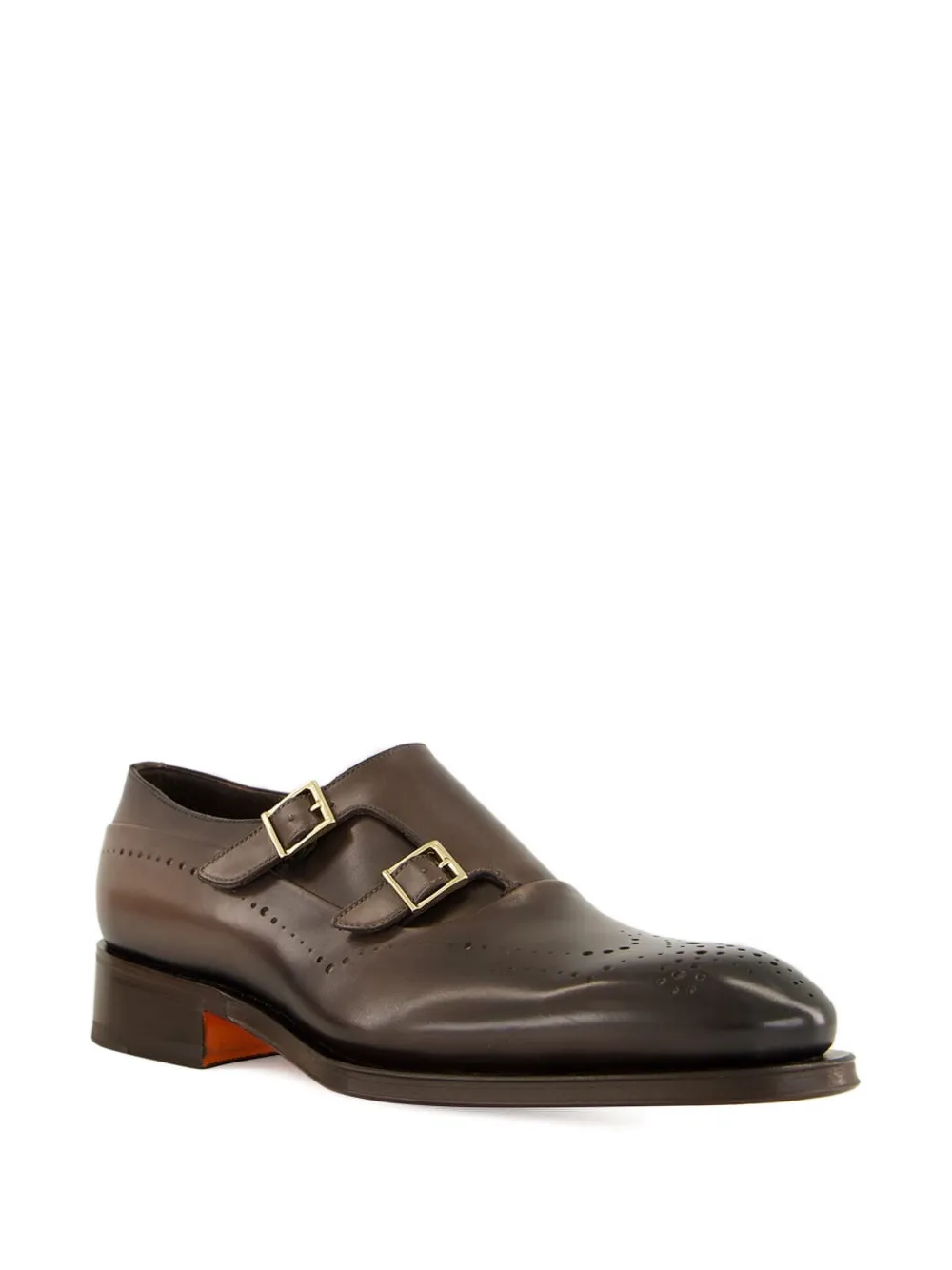 Santoni double-buckle monk shoes Brown