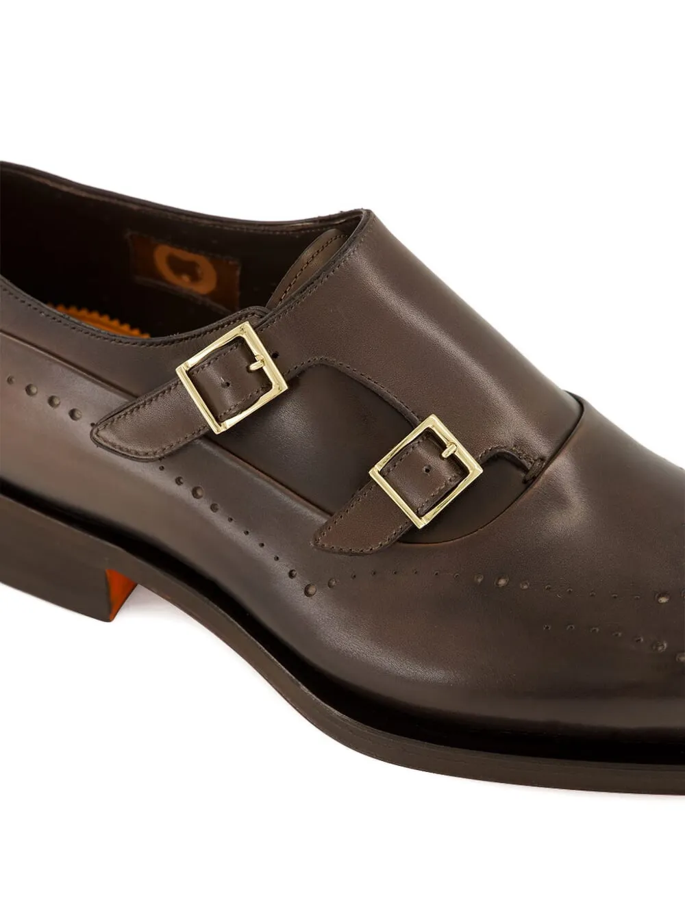 Santoni double-buckle monk shoes Brown